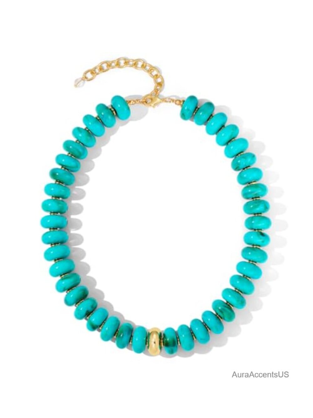 Chunky Beaded Choker Necklace with Gold Accent Adjustable Boho Statement Jewelry